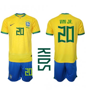 Maillot de foot Brésil Vinicius Junior #20 Domicile enfant Monde 2022 Manches Courte (+ pantalon court)
